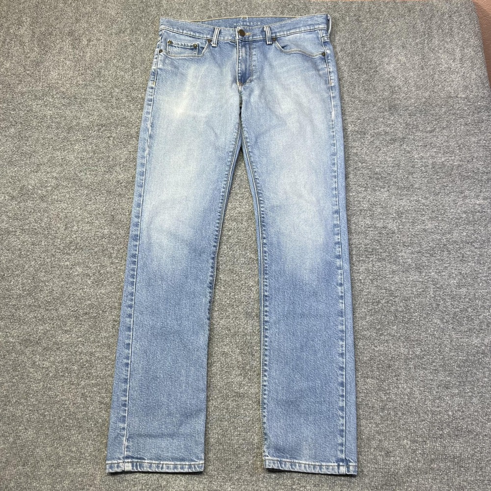 Mott & Bow Jeans Mens 32x34 Blue Light Wash Slim Tapered Stretch Denim Pants